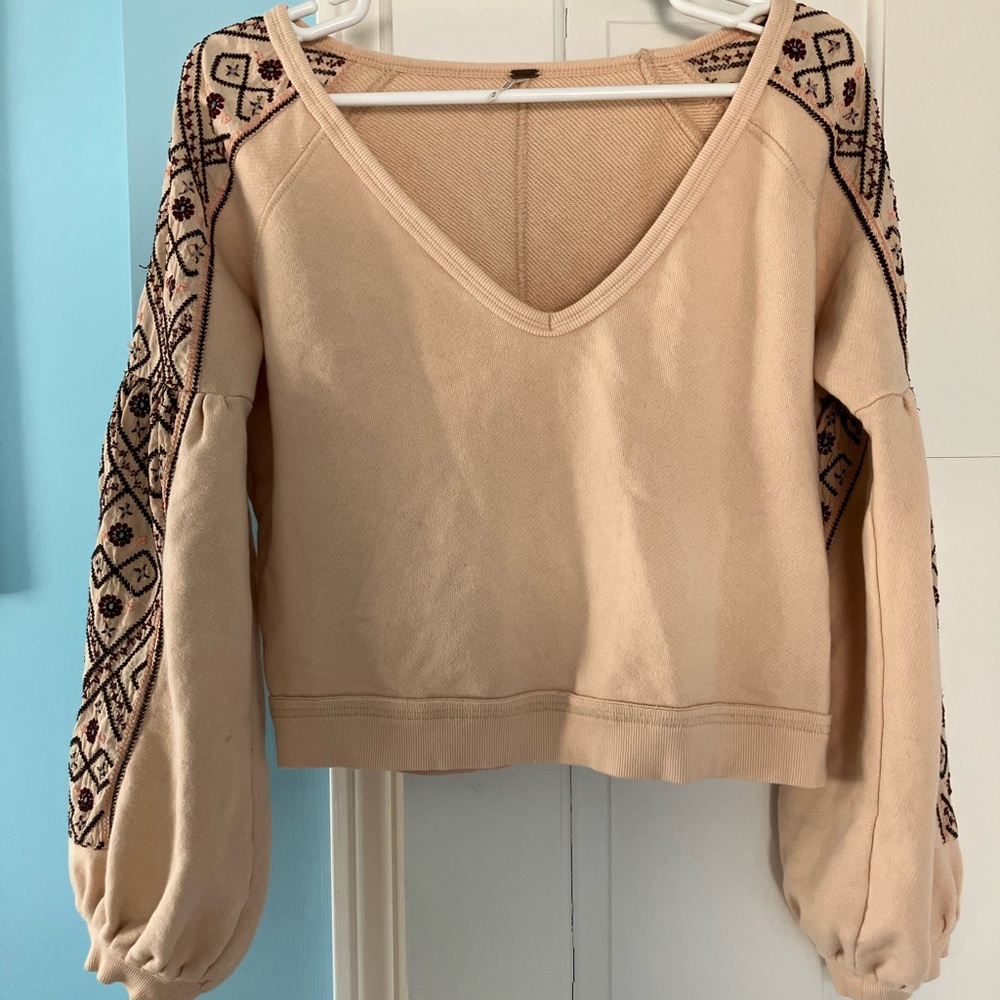 Free People Peach Textured Knit Sweater